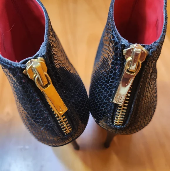 Charles Jourdan Leather Peep Toe Booties - Picture 2 of 11